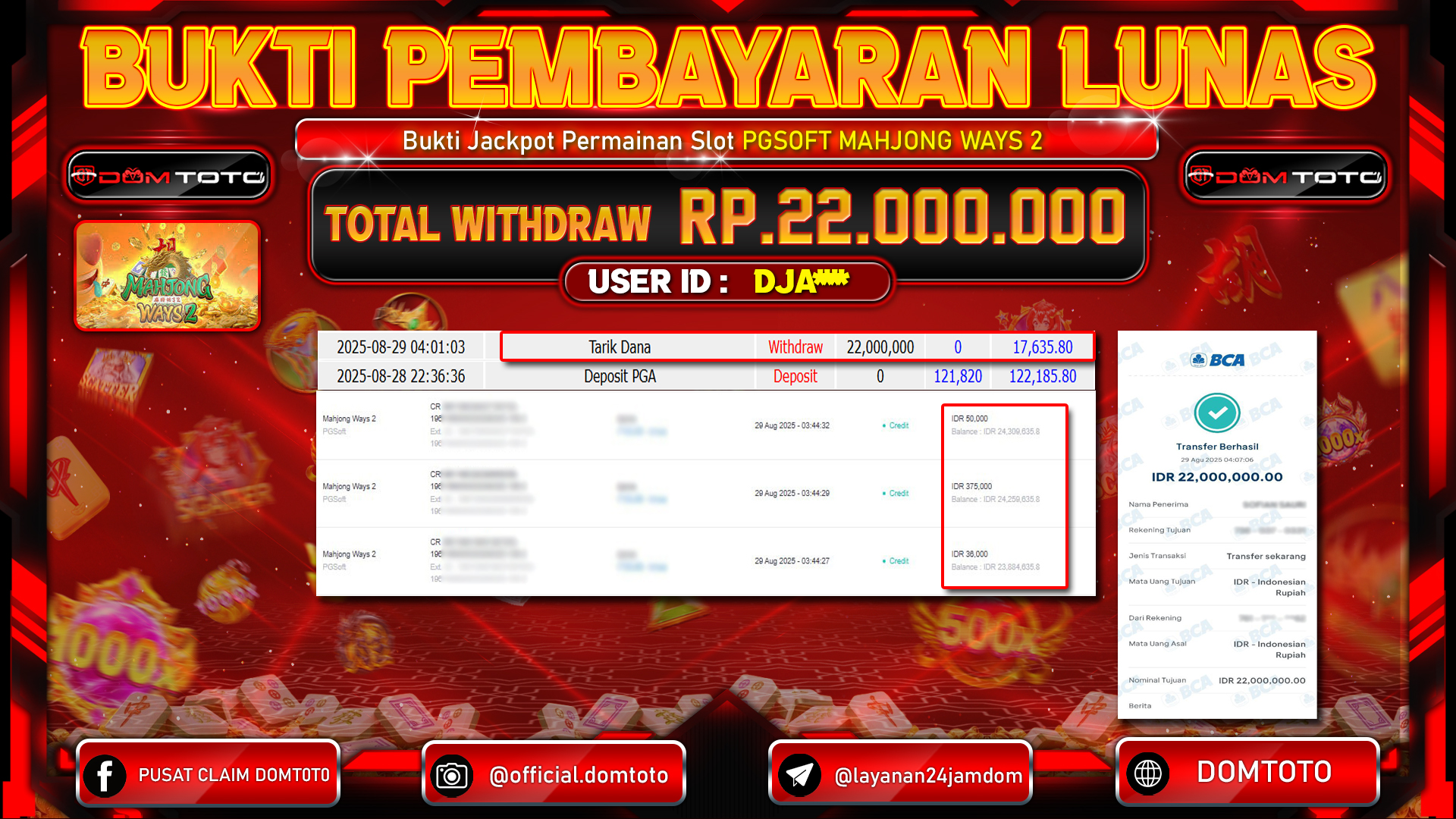 JACKPOT SLOT MAHJONG WAYS 2 29 AGUSTUS  2025